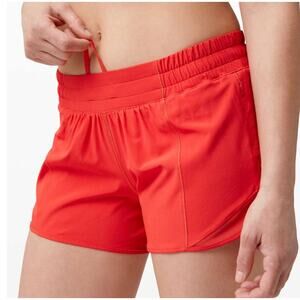 6499 Lululemon Hotty Hot Short II *Long 4" Carnation Redin Sz 6 *LOVED